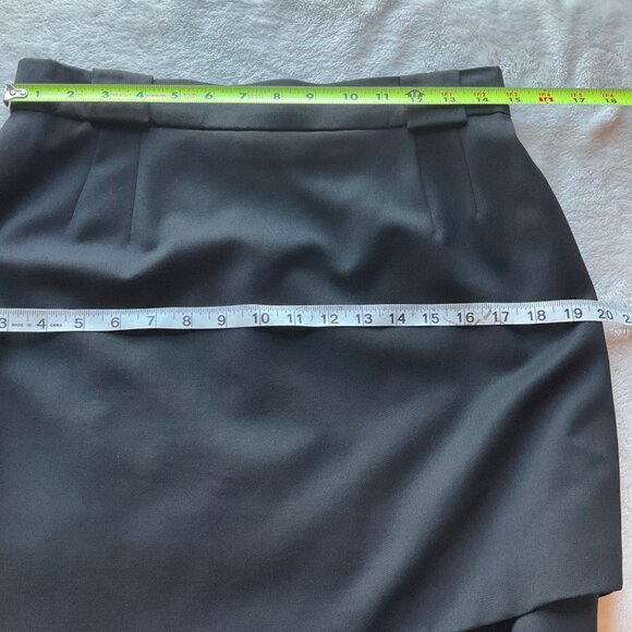 Escada margaretha ley size Medium Pencil Skirt Virgin Wool black tiered Germany - Picture 3 of 10